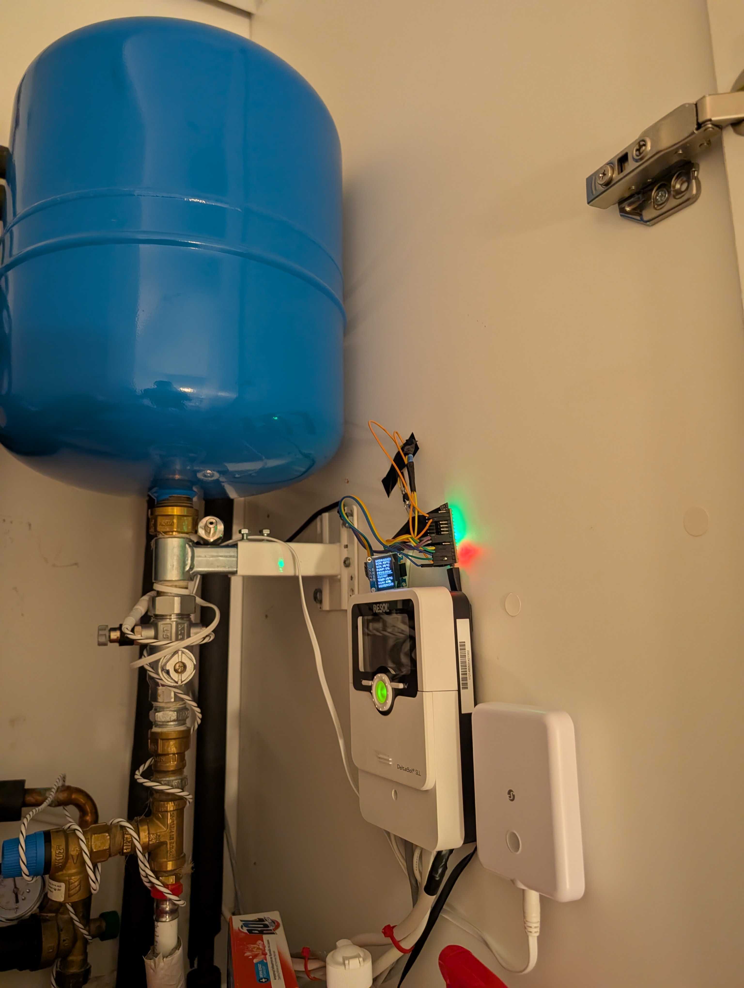 Solar thermal controller, ESPHome board, and expansion tank