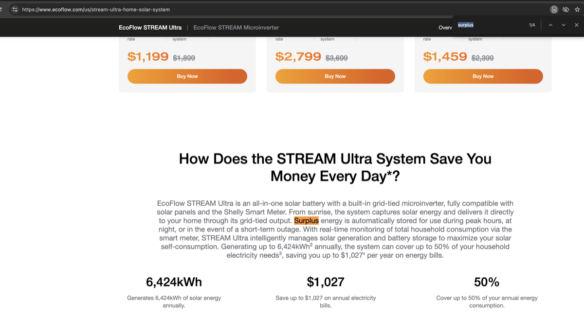 EcoFlow product page claiming the system saves money every day